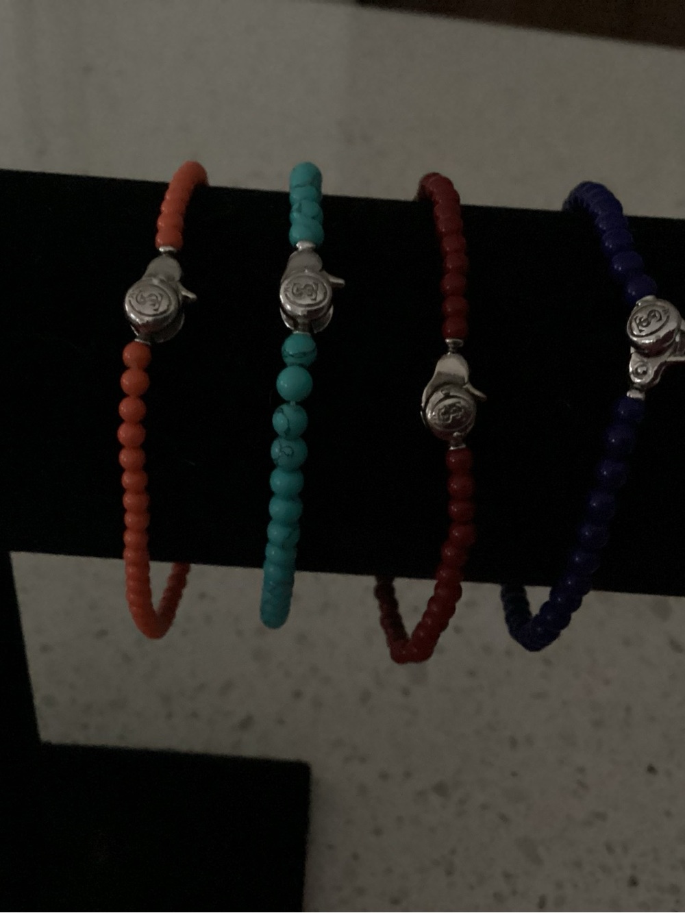 Multi-Color Beaded  Bracelet Set — Orange, Turquoise, Red, blue